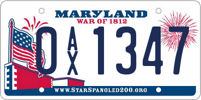 MD license plate 0AX1347