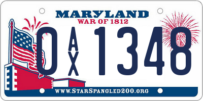 MD license plate 0AX1348