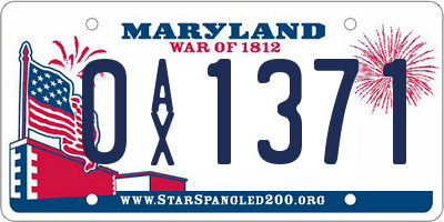 MD license plate 0AX1371