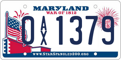 MD license plate 0AX1379