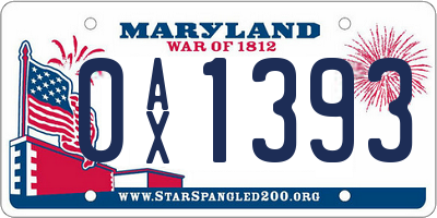 MD license plate 0AX1393