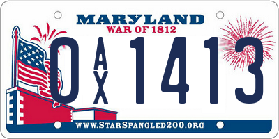 MD license plate 0AX1413