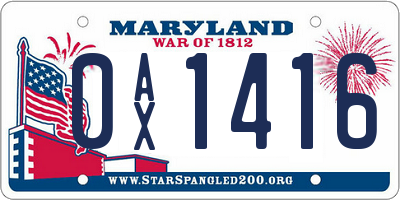 MD license plate 0AX1416