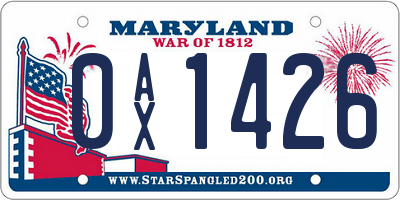 MD license plate 0AX1426