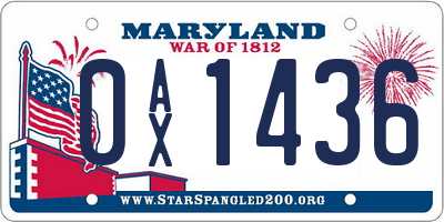 MD license plate 0AX1436