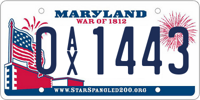 MD license plate 0AX1443