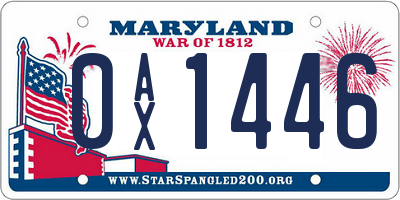 MD license plate 0AX1446