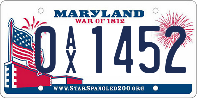 MD license plate 0AX1452