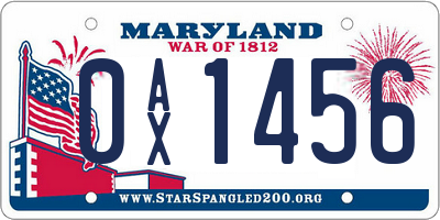 MD license plate 0AX1456