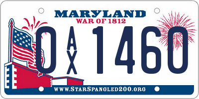 MD license plate 0AX1460