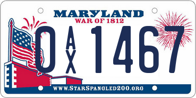 MD license plate 0AX1467