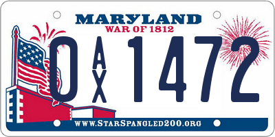 MD license plate 0AX1472