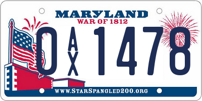 MD license plate 0AX1478