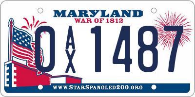 MD license plate 0AX1487