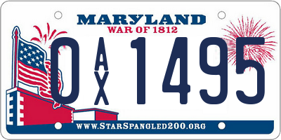 MD license plate 0AX1495