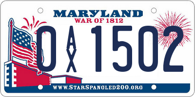 MD license plate 0AX1502