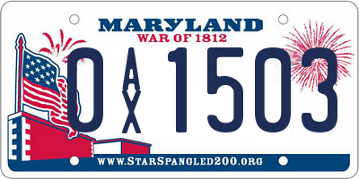 MD license plate 0AX1503