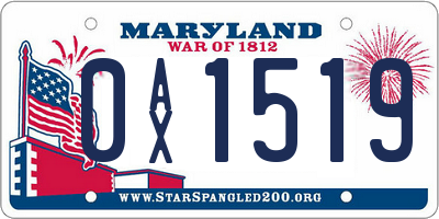 MD license plate 0AX1519