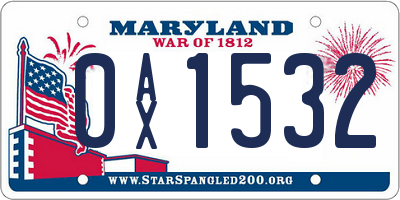 MD license plate 0AX1532