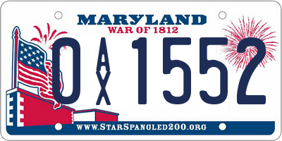 MD license plate 0AX1552