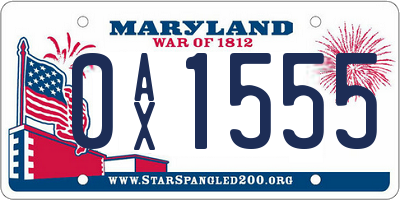 MD license plate 0AX1555