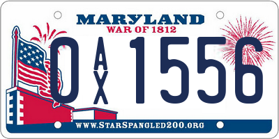 MD license plate 0AX1556