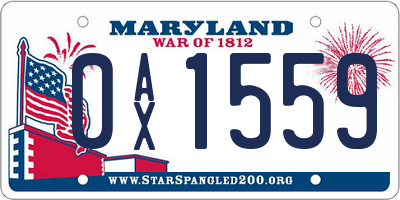 MD license plate 0AX1559