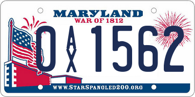 MD license plate 0AX1562
