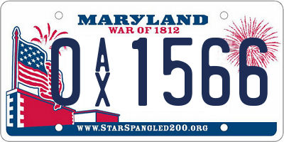MD license plate 0AX1566