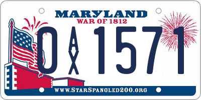 MD license plate 0AX1571
