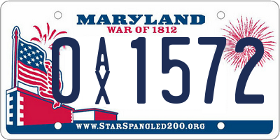 MD license plate 0AX1572