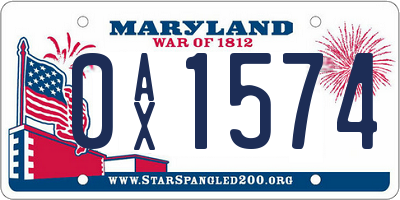 MD license plate 0AX1574