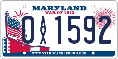 MD license plate 0AX1592