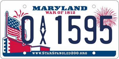 MD license plate 0AX1595