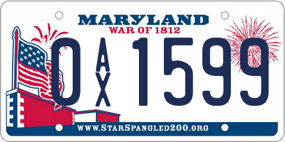 MD license plate 0AX1599