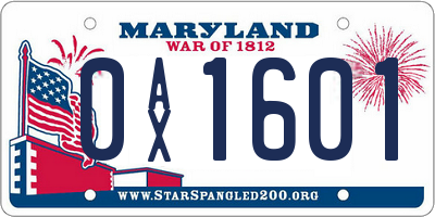 MD license plate 0AX1601