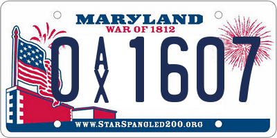 MD license plate 0AX1607