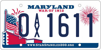 MD license plate 0AX1611