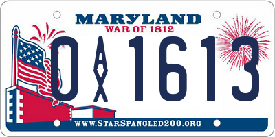 MD license plate 0AX1613