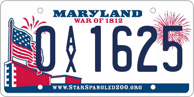 MD license plate 0AX1625