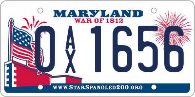 MD license plate 0AX1656