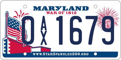 MD license plate 0AX1679