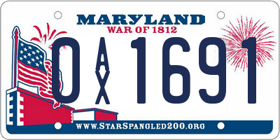 MD license plate 0AX1691