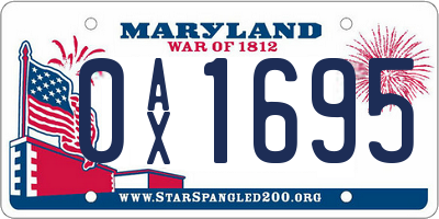 MD license plate 0AX1695