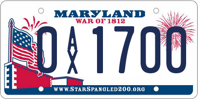 MD license plate 0AX1700