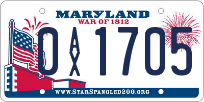 MD license plate 0AX1705