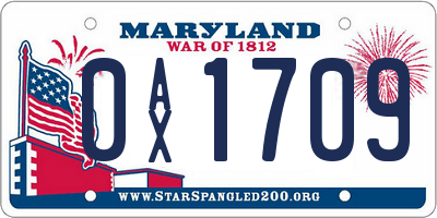 MD license plate 0AX1709
