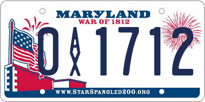 MD license plate 0AX1712
