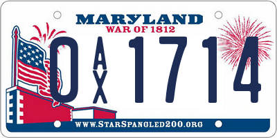 MD license plate 0AX1714