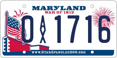 MD license plate 0AX1716